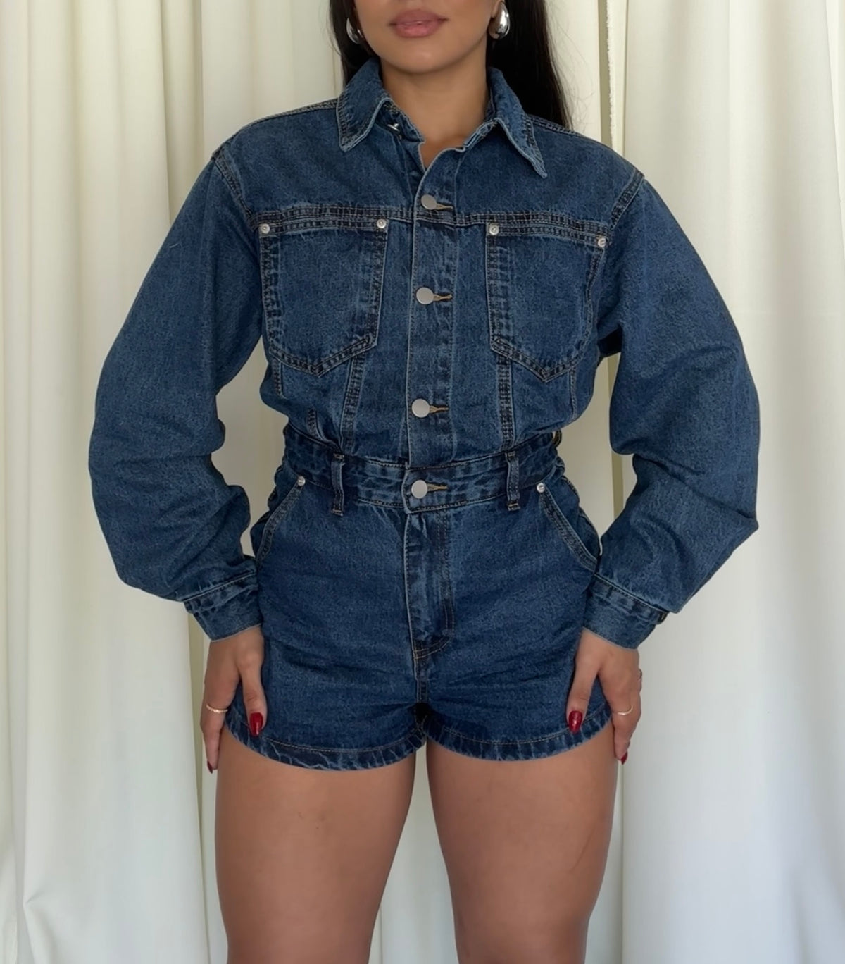 DENIM LONGSLEEVE ROMPER