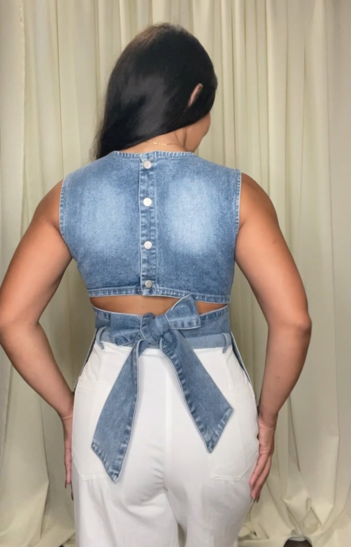 DENIM OPENBACK TOP