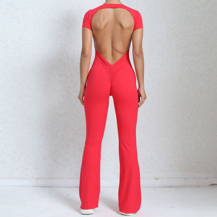 Red Flare Jumpsuit