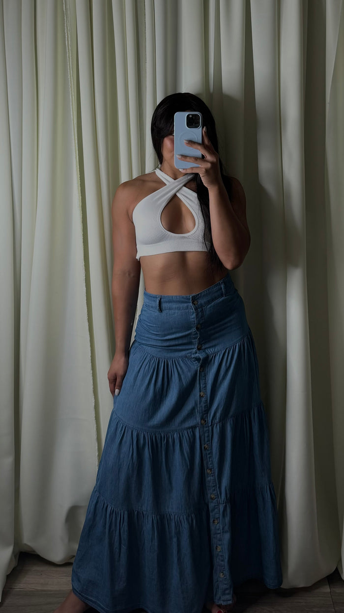 DENIM MAXI SKIRT