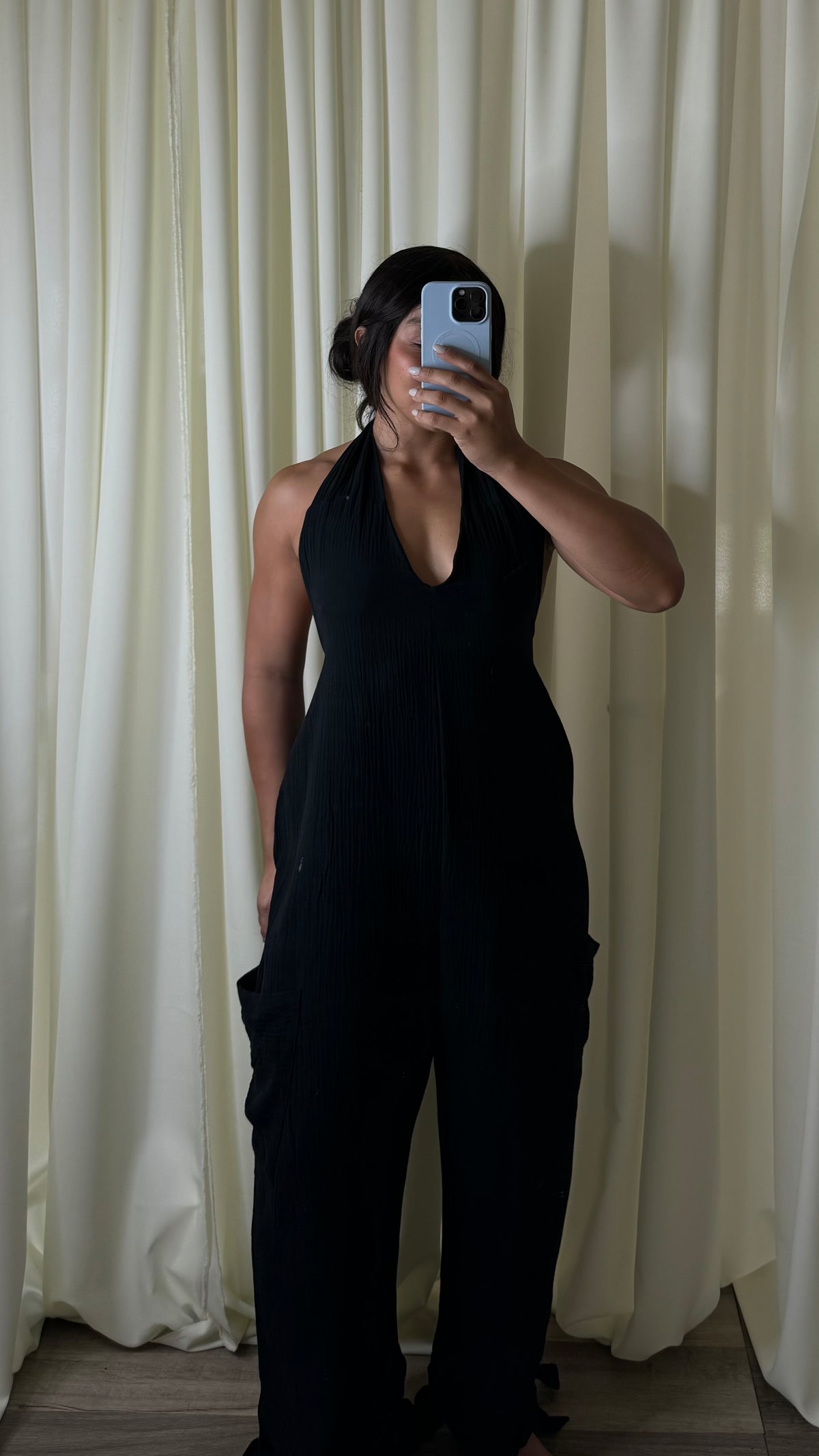 LINEN CARGO JUMPSUIT