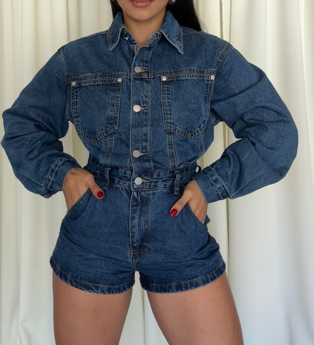 DENIM LONGSLEEVE ROMPER