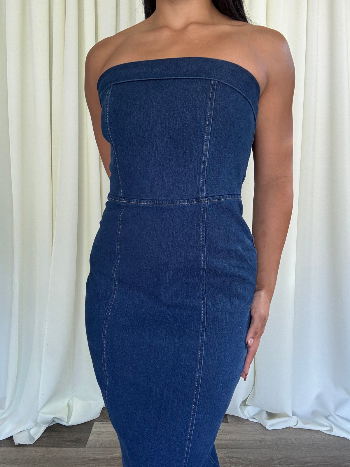 DENIM TUBE DRESS