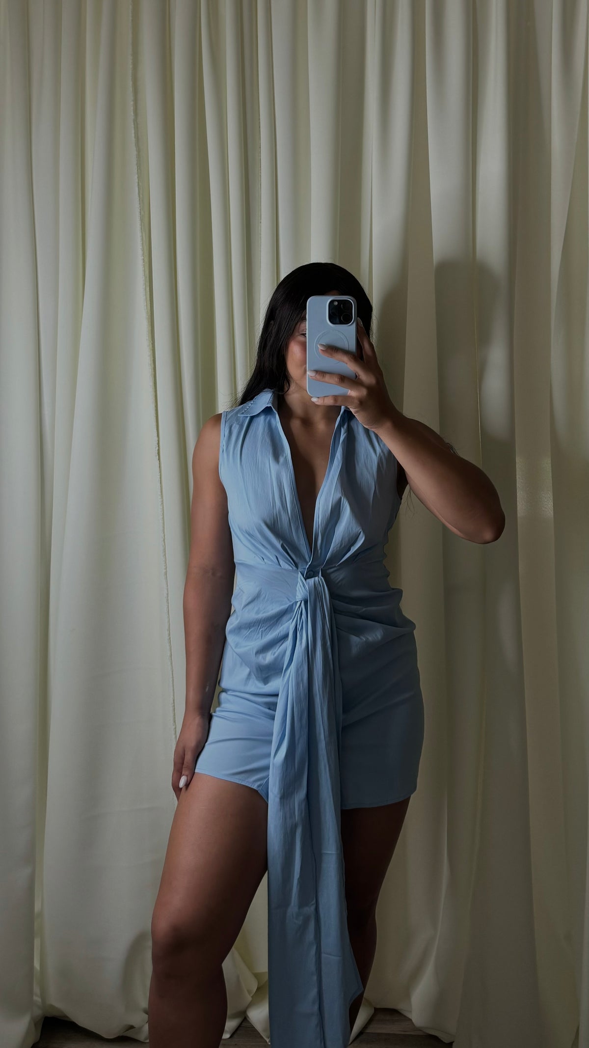 BABY BLUE POPLIN DRESS