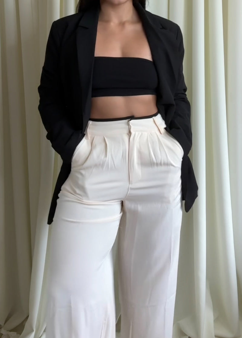 CREAM BLACK VEST AND PANT SET